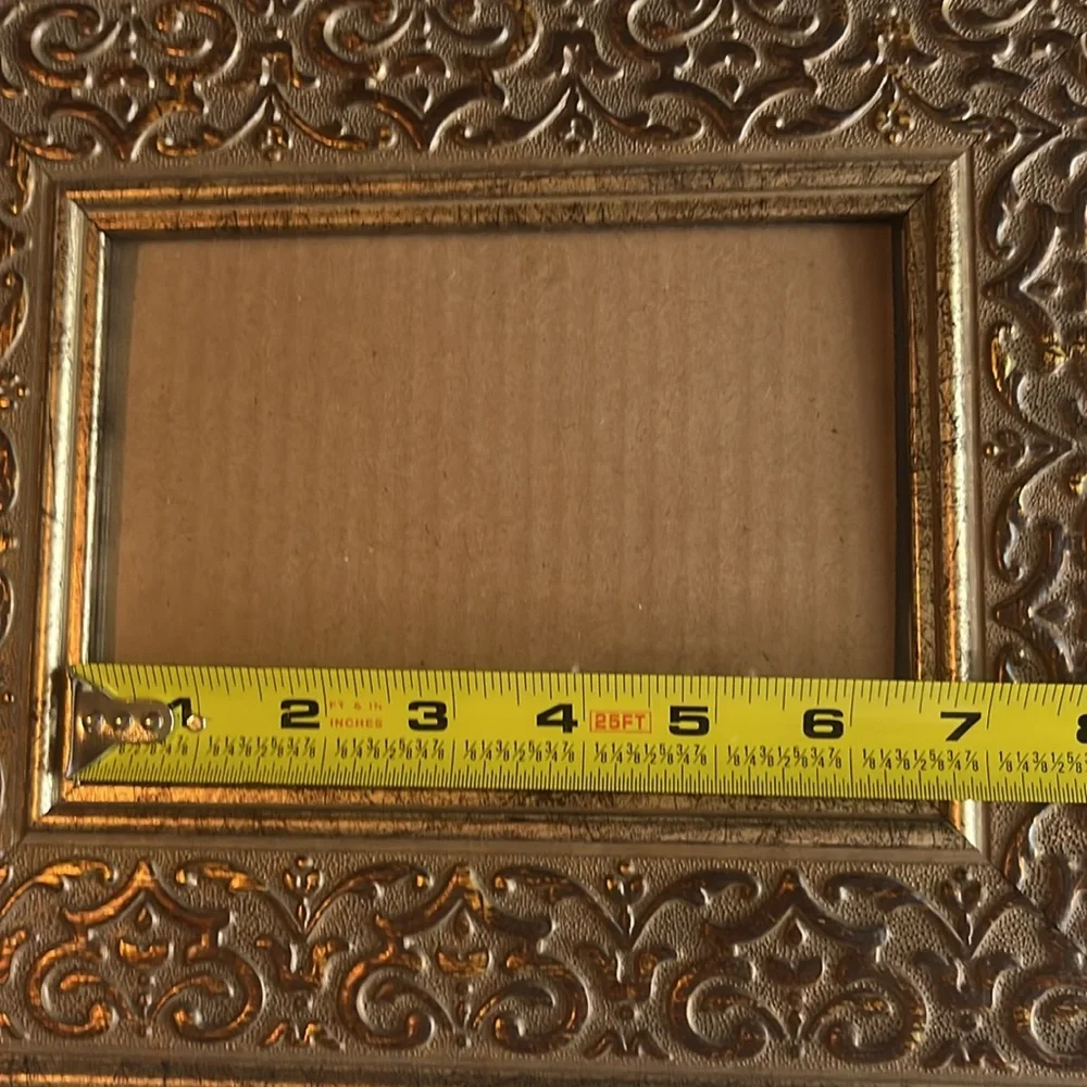 Embossed Frame Wide Border Gold Tone